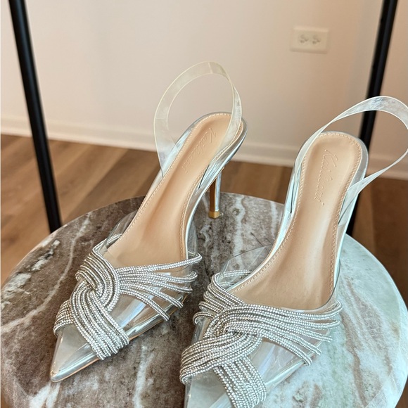 Elegant Clear Beaded Women's Heels - Picture 1 of 5